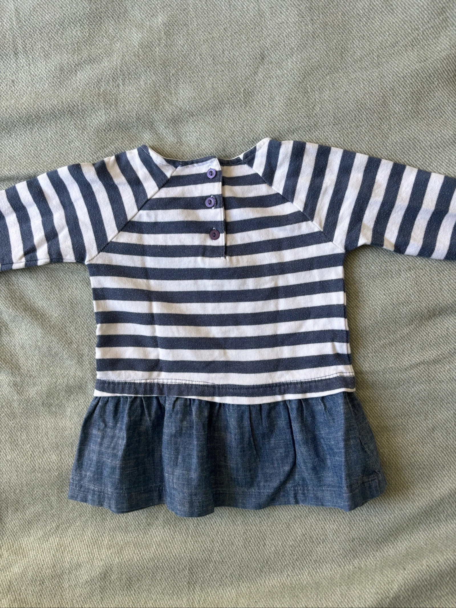 159/ Striped Petticoat Jean Dress - Pommette - 12 months – photo 3